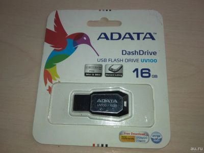 Лот: 15773562. Фото: 1. флешка adata uv100 на 16Гб чёрная. USB-флеш карты