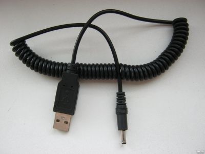 Лот: 16175052. Фото: 1. Кручёный шнур USB - круглый штекер... Дата-кабели, переходники
