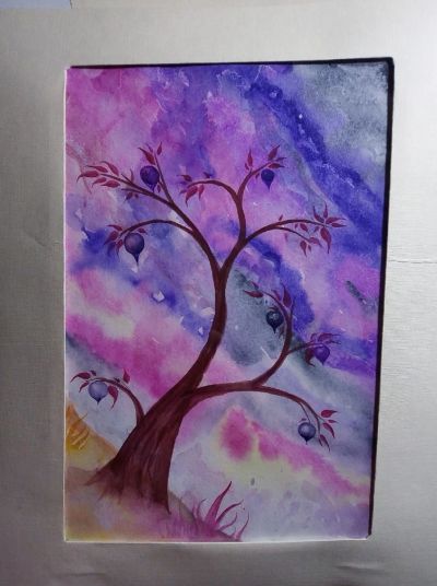 Лот: 14765054. Фото: 1. Рисунок акварель "Волшебное деревце... Картины, рисунки