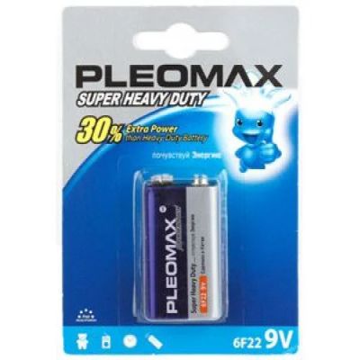 Лот: 15011639. Фото: 1. Батарейка Pleomax 6F22-1BL, крона... Батарейки, аккумуляторы, элементы питания