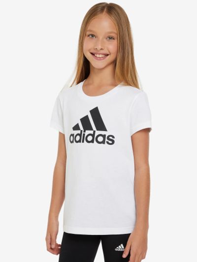 Лот: 22448068. Фото: 1. Футболка для девочек adidas, Белый. Другое (спортивная одежда)
