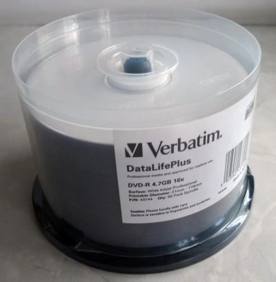 Лот: 4669994. Фото: 1. DVD-R Verbatim Printable Professional... CD, DVD, BluRay