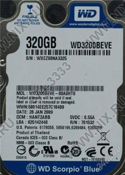 Лот: 2101562. Фото: 1. western digital 320Gb для ноутбука. Жёсткие диски (HDD)