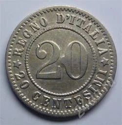 Лот: 88886. Фото: 1. Королевство Италия. 20 сентесимо... Европа