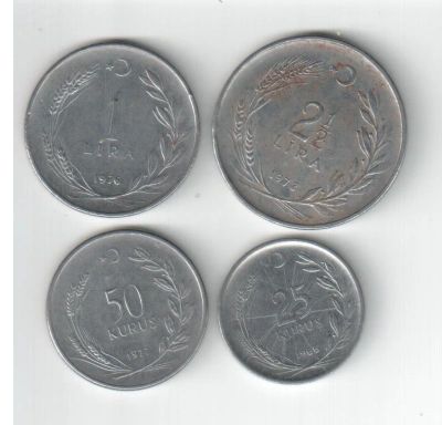 Лот: 3151126. Фото: 1. 4 монеты Турция. Европа