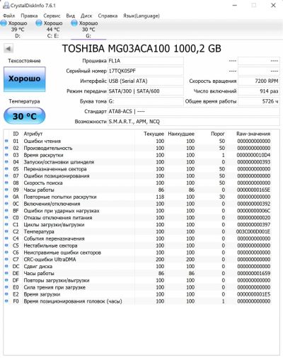 Лот: 19004292. Фото: 1. Toshiba MG03ACA100. Жёсткие диски (HDD)