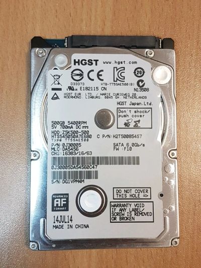 Лот: 11891595. Фото: 1. Жесткий диск HDD 500Gb 2,5” HGST... Жёсткие диски (HDD)