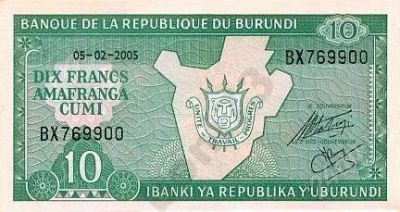 Лот: 36178. Фото: 1. Африка. Бурунди. 10 франков 2005г... Африка