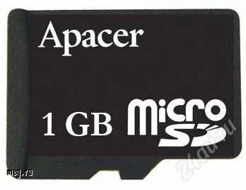 Лот: 916007. Фото: 1. Apacer micro SD 1Gb (без адаптеров... USB-флеш карты