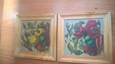 Лот: 7067814. Фото: 1. Картина Перцы 18/18см. Другое (картины, панно)