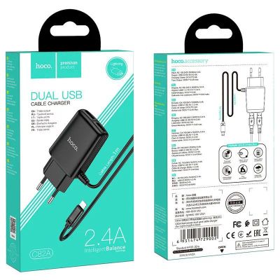 Лот: 22149699. Фото: 1. СЗУ HOCO C82A dual USB port+Lightning... Зарядные устройства, блоки питания, адаптеры сетевые для смартфонов