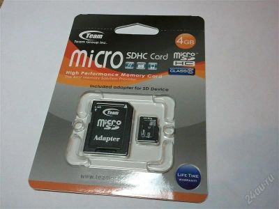 Лот: 1164347. Фото: 1. MicroSD/ SDHC 4 GB Карта памяти... Карты памяти
