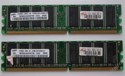 Лот: 1241870. Фото: 1. Память DIMM DDR 512Mb PC3200 пара. Оперативная память