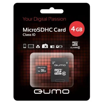 Лот: 12067801. Фото: 1. Карта памяти MicroSD 4 Gb Qumo... Карты памяти