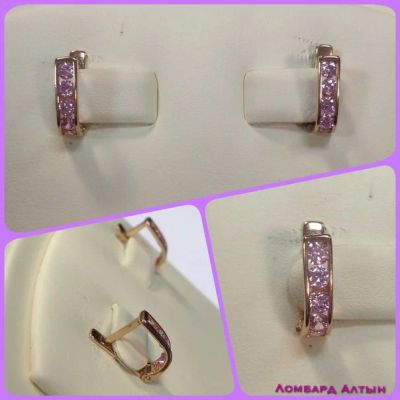 Лот: 4295325. Фото: 1. Золотые серьги 585 пробы с камнями... Серьги, каффы