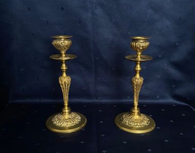 Лот: 21640342. Фото: 1. старинные подсвечники 19 век золото. Подсвечники, канделябры