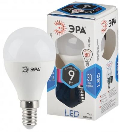 Лот: 24518746. Фото: 1. Светодиодная лампа ЭРА LED P45-9W-840-E14. Лампочки