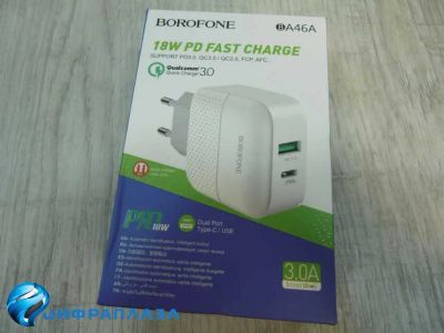 Лот: 21074908. Фото: 1. Сетевое ЗУ Borofone BA46A (1USB... Зарядные устройства, блоки питания, адаптеры сетевые для смартфонов