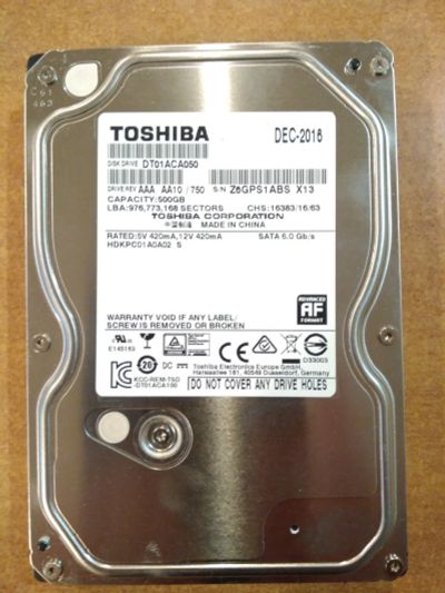 Лот: 15295033. Фото: 1. Жесткий диск 3,5 Toshiba Dt01ACA050... Жёсткие диски (HDD)