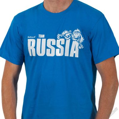 Лот: 5558959. Фото: 1. Футболка «Russia» синяя размер... Футболки, поло