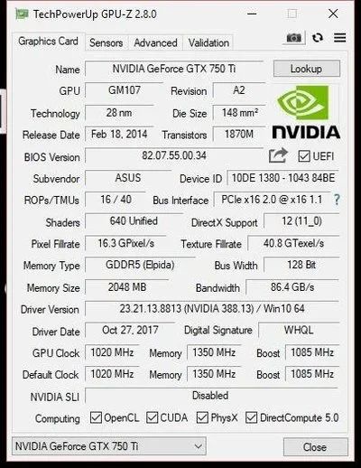 Лот: 11418295. Фото: 1. Asus Nvidia Geforce 750 ti. Видеокарты