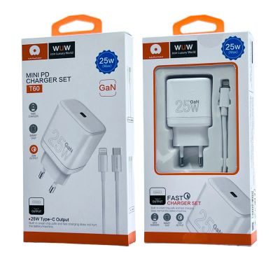 Лот: 22143178. Фото: 1. СЗУ WUW T60 USB-C25W PD Lightning... Зарядные устройства, блоки питания, адаптеры сетевые для смартфонов