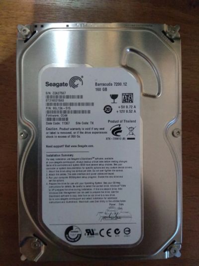 Лот: 11864894. Фото: 1. HDD Seagate Baracuda 7200.12 160Gb. Жёсткие диски (HDD)