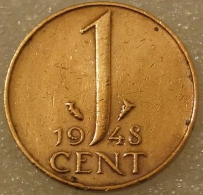 Лот: 7937175. Фото: 1. 1 цент 1948 год Нидерланды. Европа