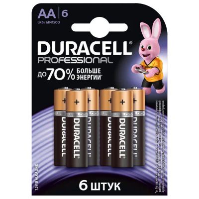 Лот: 11148310. Фото: 1. Duracell Professional AA LR6 6шт. Батарейки, аккумуляторы, элементы питания