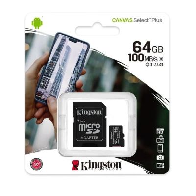 Лот: 16230596. Фото: 1. Карта MicroSD 64 Гб KINGSTON KANVAS... Карты памяти