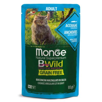 Лот: 18661705. Фото: 1. Monge Cat BWild Grain Free (Монж... Корма
