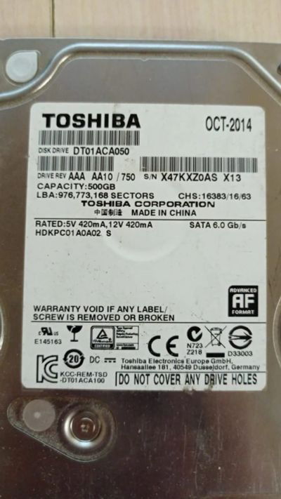 Лот: 21218742. Фото: 1. HDD Toshiba 500Ga. Жёсткие диски