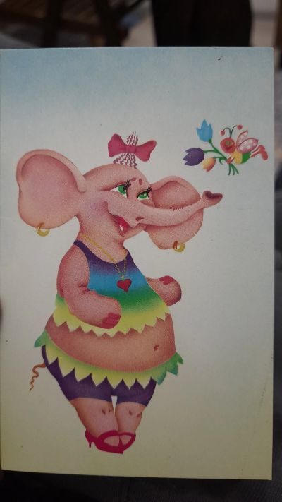 Лот: 19640125. Фото: 1. Открытка Розовая слониха 1992... Открытки, конверты