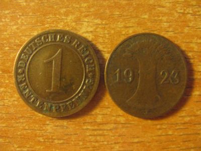 Лот: 10351665. Фото: 1. Германия 1 рейхспфенниг 1923 года... Германия и Австрия