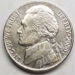 Лот: 18845548. Фото: 1. США. 5 цент 2000г. Америка