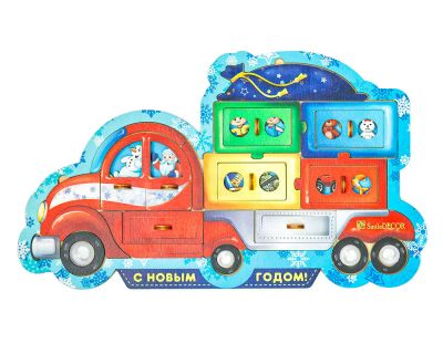 Лот: 16874604. Фото: 1. Новогодний грузовик. Пазл-головоломка... Пазлы