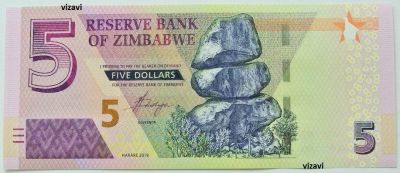 Лот: 17868623. Фото: 1. R Зимбабве 5 долларов 2019, UNC. Африка