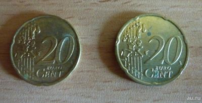 Лот: 9706880. Фото: 1. Две монетки евро по 20 центов. Европа