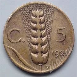 Лот: 148711. Фото: 1. Италия. 5 чентезимо 1921г. (2). Европа