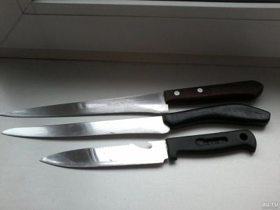 Лот: 13718754. Фото: 1. Ножи кухонные большие (3шт одним... Столовые приборы, ножи