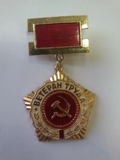 Лот: 9324995. Фото: 1. Знак на подвеске: ветеран труда... Памятные медали