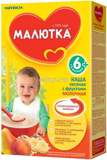 Лот: 3176396. Фото: 1. Каша "Малютка овсяная с фруктами... Детское питание