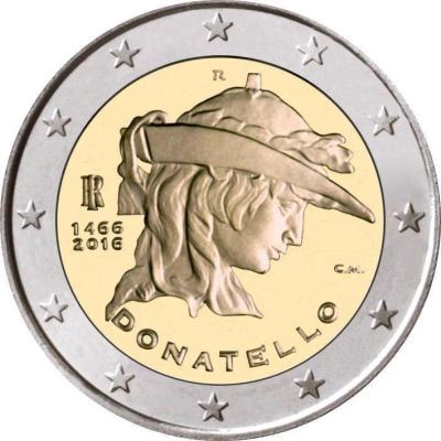 Лот: 9407928. Фото: 1. Италия. 2 евро. 2016. Донателло... Европа