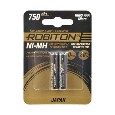 Лот: 17092236. Фото: 1. АКБ AAA Robiton 750mAh Japan 15189. Батарейки, аккумуляторы, элементы питания