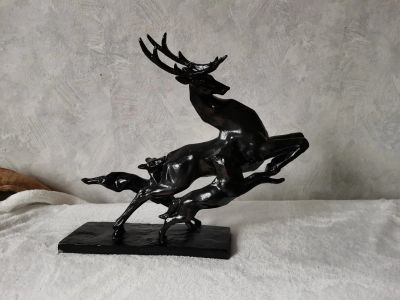 Лот: 18878537. Фото: 1. Охота собак на оленя , СССР силумин... Скульптуры