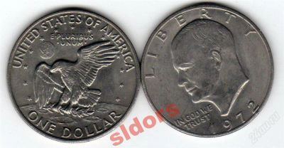 Лот: 18658586. Фото: 1. США 1 доллар 1977 года. Эйзенхауэр... Америка
