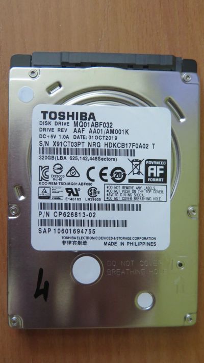 Лот: 17692942. Фото: 1. Жесткий диск Toshiba MQ01ABF032... Жёсткие диски