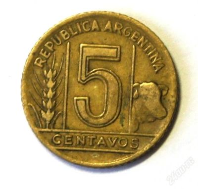 Лот: 2393002. Фото: 1. Аргентина. 5 сентаво 1943 г.(384... Америка