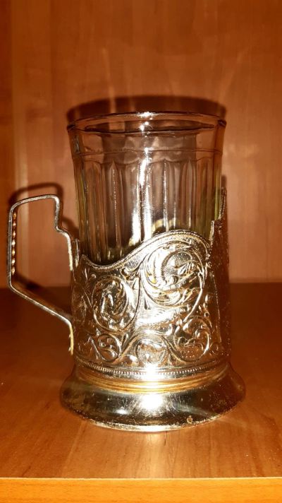 Лот: 18179133. Фото: 1. Подстаканник + стакан. Кружки, стаканы, бокалы