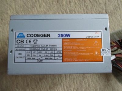 Лот: 12046735. Фото: 1. блок питания codegen 250w. Корпуса, блоки питания